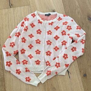 Wild fable Floral Patterned Cardigan Sweater - Cream and Red Small